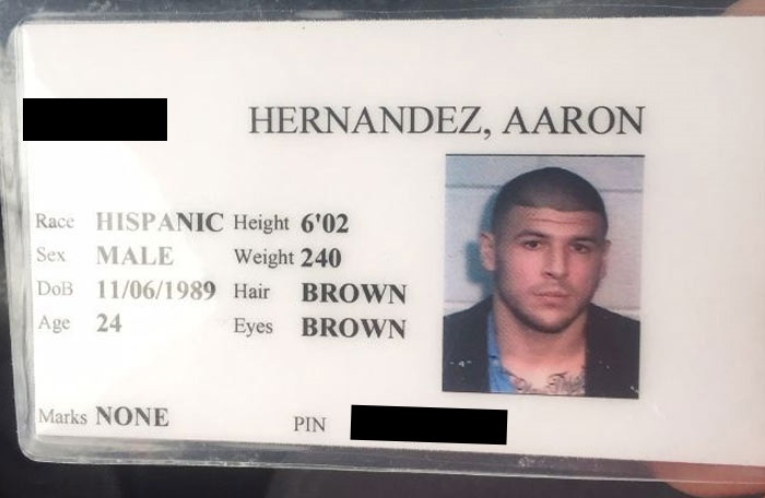 Aaron Hernandez Jail ID Card