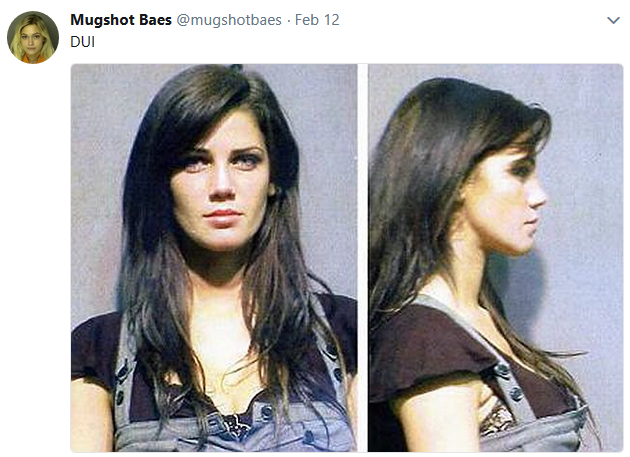 This is one of the babes featured on the intoxicating Mugshot Baes Twitter account. MUGSHOT BAES