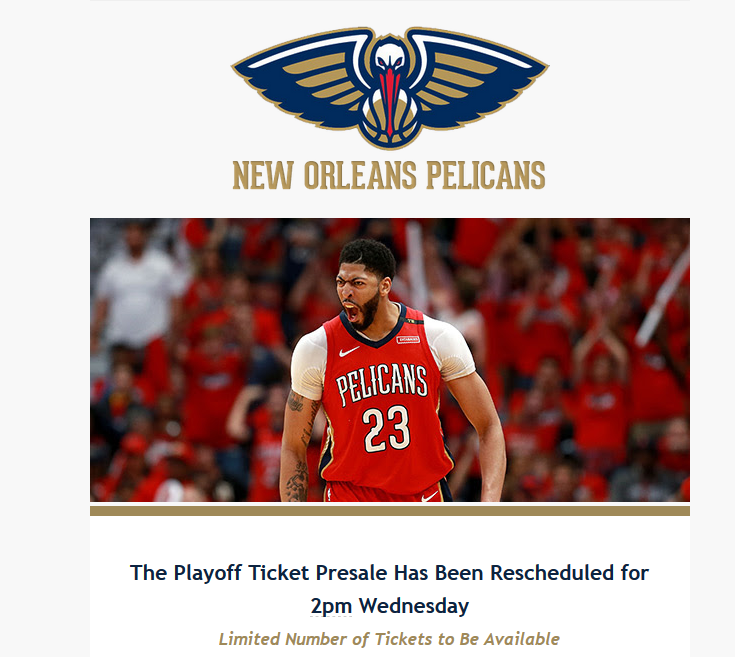 Pelicans Insider subscribers received this in an email Tuesday.